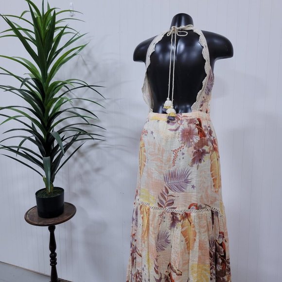 Natural Toned Crochet Trim Dress - Picture 3 of 7